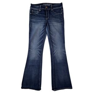 American Eagle Kick Boot Jeans Womens 10 Dark Wash Super Stretch Denim Blue